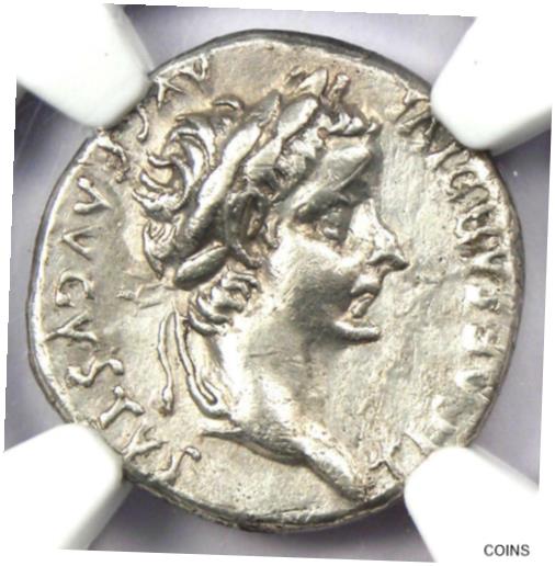  アンティークコイン コイン 金貨 銀貨  Tiberius AR Denarius Silver Tribute Penny Roman Coin 14-37 AD - NGC Choice XF EF