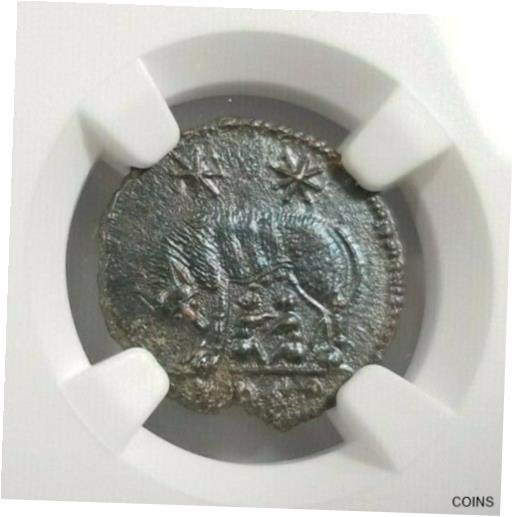 【極美品/品質保証書付】 アンティークコイン コイン 金貨 銀貨 [送料無料] She-Wolf Twins Constantine NGC AU Roman Empire Nummus Remus Romulus Epfig Hoard