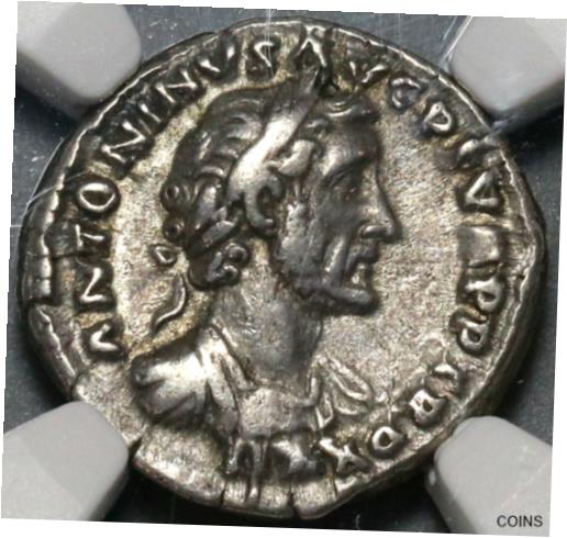  アンティークコイン コイン 金貨 銀貨  158 NGC ChVF Antoninus Pius Roman Empire Denarius Unpublished Portrait 21032301C