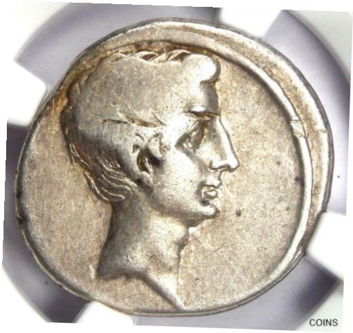  アンティークコイン コイン 金貨 銀貨  Octavian Augustus AR Denarius Silver Roman Coin 30 BC - Certified NGC VF