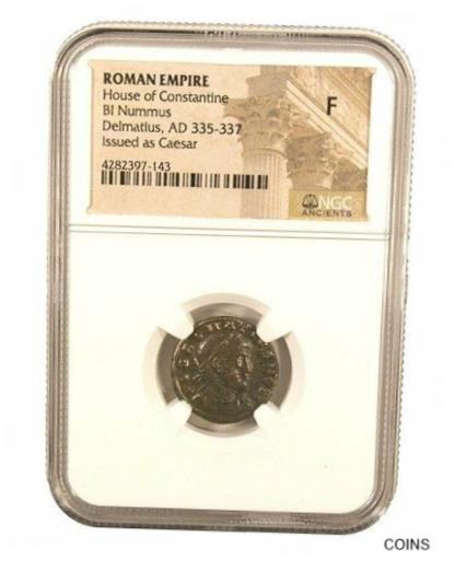  アンティークコイン コイン 金貨 銀貨  Roman AE of Delmatius (AD 335-337) NGC(F) Roman Coin Slab