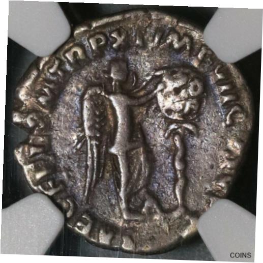  アンティークコイン コイン 金貨 銀貨  185 NGC Ch F Commodus Roman Empire Denarius Victory Inscribing VODE (20050103C)