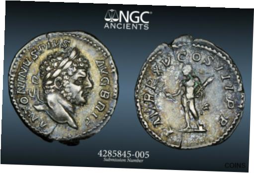  アンティークコイン コイン 金貨 銀貨  Caracalla - NGC XF 4/5 3/5 - DATED AD 212 AR Denarius - CENTERING 198-217AD -120