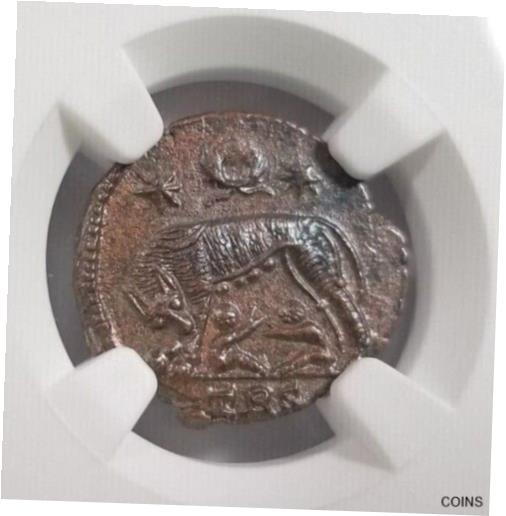 yɔi/iۏ؏tz AeB[NRC RC   [] She-Wolf Twins Constantine NGC Ch XF Roman Empire Nummus Remus Epfig Hoard