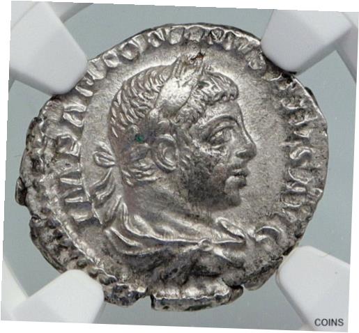 【極美品/品質保証書付】 アンティークコイン コイン 金貨 銀貨 [送料無料] ELAGABALUS 218AD Rome Ancient Silver Roman ANTIQUE Old LIBERTY NGC Coin i87442