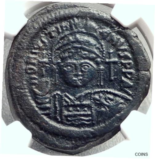  アンティークコイン コイン 金貨 銀貨  JUSTINIAN I the GREAT 527AD Follis Authentic Ancient Byzantine Coin NGC i68775