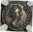 138 NGC Ch VF ファウスティナ Sr ローマ帝国 デナリウス ジュノ ピーコック 生涯 (22031301C)138 NGC Ch VF Faustina Sr Roman Empire Denarius Juno Peacock Lifetime (22031301C