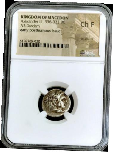  アンティークコイン コイン 金貨 銀貨  336-323 BC SILVER MACEDON DRACHM ALEXANDER III POSTHUMOUS ISSUE NGC CHOICE FINE