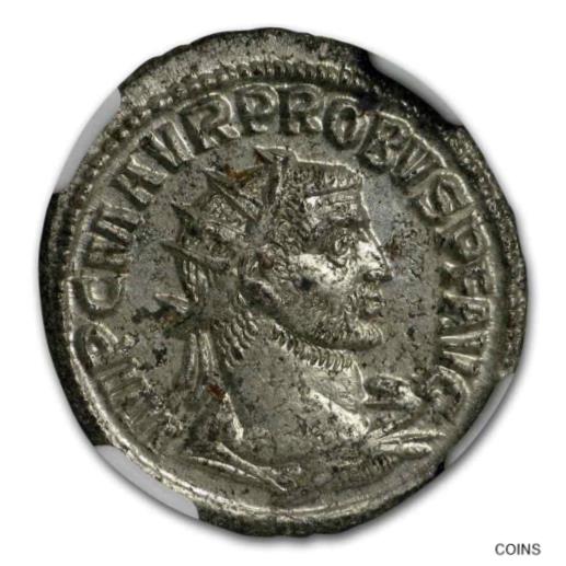  アンティークコイン コイン 金貨 銀貨  Roman Silvered Bi Aurelianianus Emp. Probus 276-282 AD MS NGC - SKU#208236