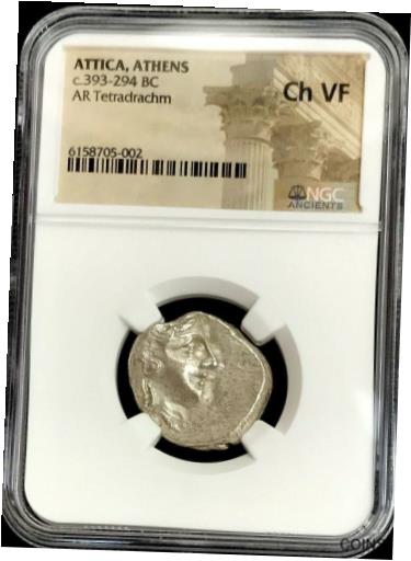  アンティークコイン コイン 金貨 銀貨  393 -294 BC SILVER ATTICA ATHENIAN OWL ATHENS TETRADRACHM COIN NGC CHOICE VF