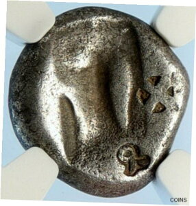 486BC クセルクセス - アルタクセルクセス 1 世 アケメネス朝 シルバー ギリシャ SIGLOS コイン リディア NGC i94453486BC Xerxes - Artaxerxes I Achaemenid Silver Greek SIGLOS Coin Lydia NGC i94453