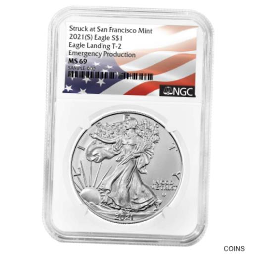 yɔi/iۏ؏tz AeB[NRC RC   [] 2021 (S) $1 Type 2 American Silver Eagle NGC MS69 Emergency Production Flag Labe