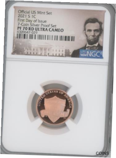 ڶ/ʼݾڽա ƥ    [̵] 2021 S 1C Lincoln Cent First Day Of Issue 7-coin Silver Proof Set PF70 RD UC NGC