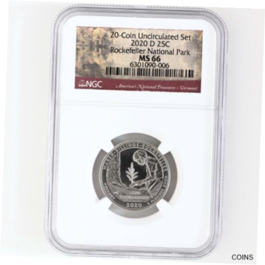 【極美品/品質保証書付】 アンティークコイン 硬貨 2020 D Parks Quarter ATB Marsh-Billings National Park NGC MS66 [送料無料] #oot-wr-011091-2915