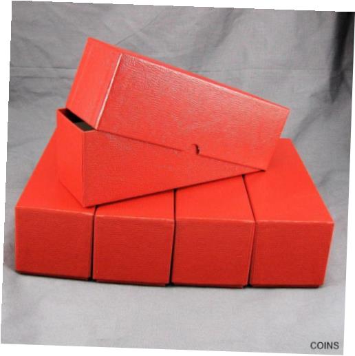 【極美品/品質保証書付】 アンティークコイン コイン 金貨 銀貨 送料無料 5 Red Cardboard Coin Slab Storage Boxes for NGC PCGS and Other Slabs