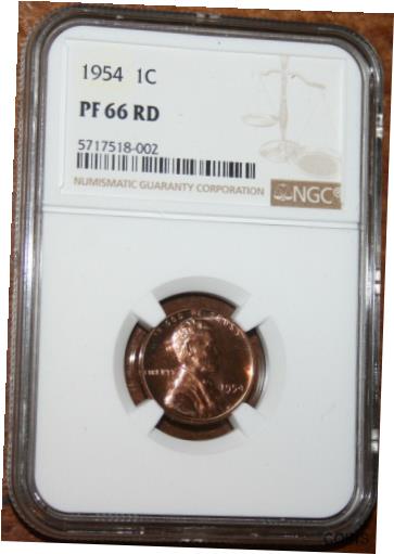 ڶ/ʼݾڽա ƥ    [̵] USA 1954 Lincoln Wheat Cent NGC Graded Gem Coin Proof PF 66 RD