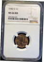 yɔi/iۏ؏tz AeB[NRC RC   [] 1940 D Lincoln Wheat Cent NGC MS66RD BU Brilliant Uncirculated Coin! Nice Color!