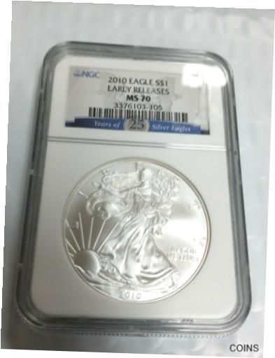 【極美品/品質保証書付】 アンティークコイン コイン 金貨 銀貨 [送料無料] 2010 Silver Eagle S $1 Early Releases MS 70 NGC Graded M514