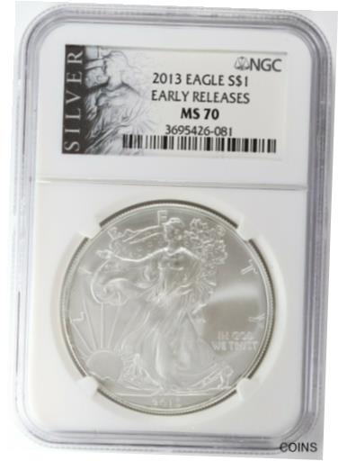 【極美品/品質保証書付】 アンティークコイン コイン 金貨 銀貨 [送料無料] 2013 Silver American Eagle NGC MS70 Early Releases SAE ASE $1