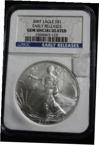 楽天金銀プラチナ　ワールドリソース【極美品/品質保証書付】 アンティークコイン コイン 金貨 銀貨 [送料無料] 2007 Eagle $1 Early release Gem Uncirculated Walking Dancing Liberty Silver coin