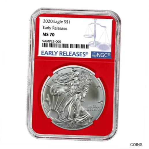  アンティークコイン コイン 金貨 銀貨  2020 $1 American Silver Eagle NGC MS70 ER Blue Label Red Core