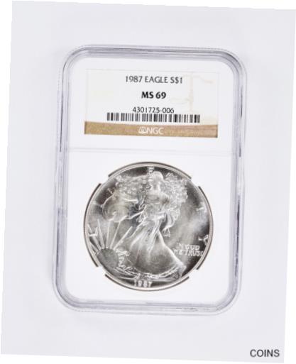  アンティークコイン コイン 金貨 銀貨  1987 Silver American Eagle NGC MS69 $1