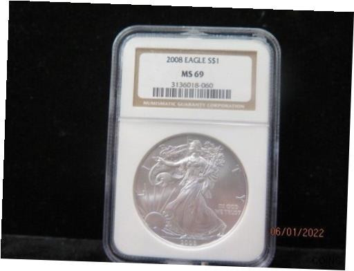 楽天金銀プラチナ　ワールドリソース【極美品/品質保証書付】 アンティークコイン コイン 金貨 銀貨 [送料無料] 2008 American Silver Eagle. NGC Certified MS-69, Store Sale #01683