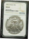 2002 シルバー イーグル ~ NGC MS69 ~ 送料無料 (GS2)2002 SILVER EAGLE ~ NGC MS69 ~ FREE SHIPPI...