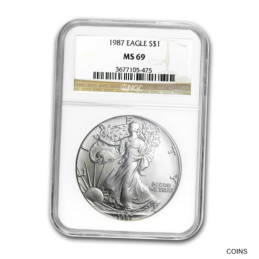 【極美品/品質保証書付】 アンティークコイン コイン 金貨 銀貨 [送料無料] 1987 Silver American Eagle MS-69 NGC - SKU #6898