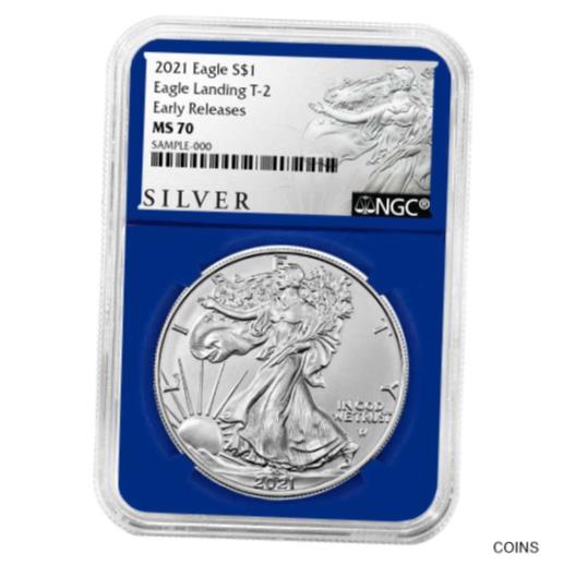 楽天金銀プラチナ　ワールドリソース【極美品/品質保証書付】 アンティークコイン コイン 金貨 銀貨 [送料無料] 2021 $1 Type 2 American Silver Eagle NGC MS70 ER ALS Label Blue Core