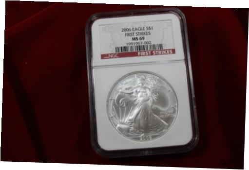 【極美品/品質保証書付】 アンティークコイン コイン 金貨 銀貨 [送料無料] 2006 AMERICAN SILVER EAGLE, NGC MS 69, FIRST STRIKES LABEL, RED LABEL