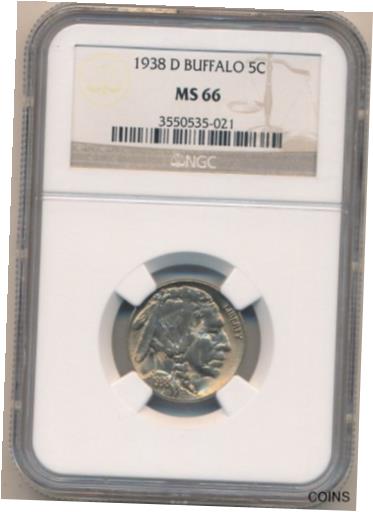 【極美品/品質保証書付】 アンティークコイン コイン 金貨 銀貨 [送料無料] 1938-D BUFFALO NICKEL-STUNNING COIN! NGC GRADED MS66-SHIPS FREE!