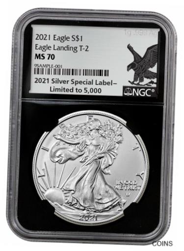 【極美品/品質保証書付】 アンティークコイン コイン 金貨 銀貨 [送料無料] 2021 American Silver Eagle Type 2 NGC MS70 BC Exclusive .999 Silver Label