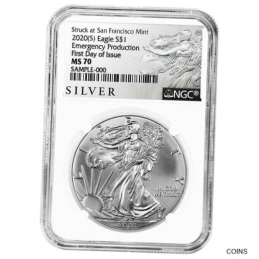 楽天金銀プラチナ　ワールドリソース【極美品/品質保証書付】 アンティークコイン コイン 金貨 銀貨 [送料無料] 2020 （S） $1 American Silver Eagle NGC MS70 Emergency Production FDI ALS Label