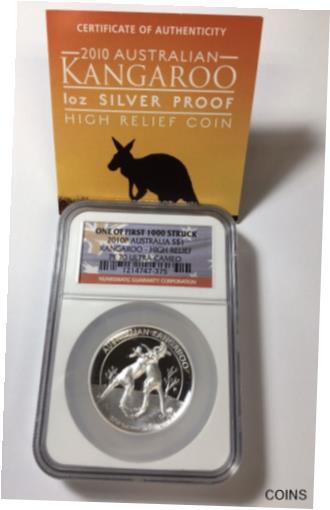 ڶ/ʼݾڽա ƥ    [̵] 2010-P AUSTRALIA KANGAROO HR! PF70 ULTRA-CAMEO NGC, 1 OF 1ST 1000 STRUCK! W-COA!