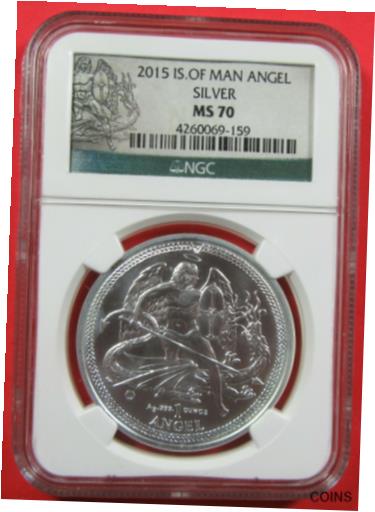 【極美品/品質保証書付】 アンティークコイン コイン 金貨 銀貨 [送料無料] 2015 Isle of Man Angel Silver NGC MS70. Very pretty! (422160)