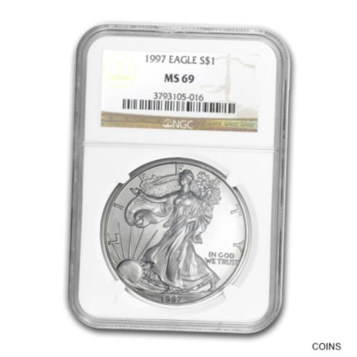 【極美品/品質保証書付】 アンティークコイン コイン 金貨 銀貨 [送料無料] 1997 Silver American Eagle MS-69 NGC - SKU #6908