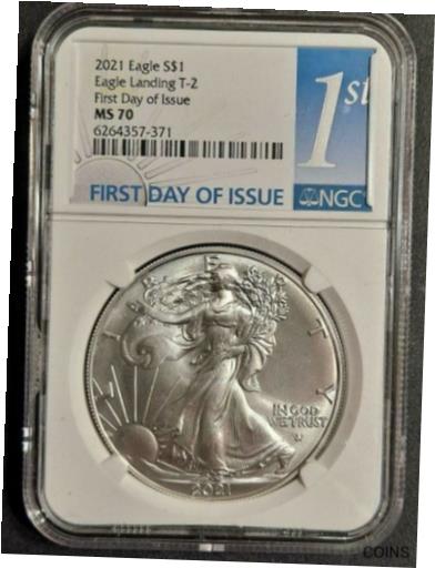 【極美品/品質保証書付】 アンティークコイン 銀貨 2021-W 1 oz T-2 Silver Eagle NGC MS 70 -First Day of Issue!-d7829cxxx [送料無料] #sot-wr-011093-3115