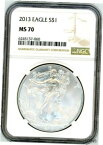 【極美品/品質保証書付】 アンティークコイン 銀貨 2013 $1 1 Ounce American Silver Eagle MS70 NGC Brown Label [送料無料] #sot-wr-011093-3310