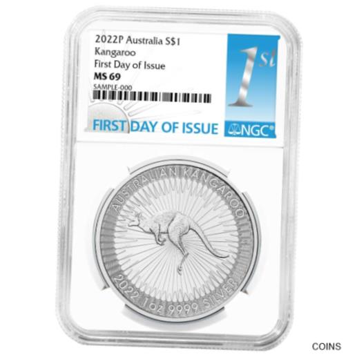 【極美品/品質保証書付】 アンティークコイン コイン 金貨 銀貨 [送料無料] 2022-P $1 Silver Australian Kangaroo 1 oz NGC MS69 FDI First Label