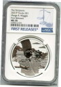 2021 マージ & マギー 9999 シルバー 1 オンス コイン NGC MS70 初回リリース ツバル - CA242021 Marge & Maggie 9999 Silver 1 oz Coin NGC MS70 First Releases Tuvalu - CA24(3)