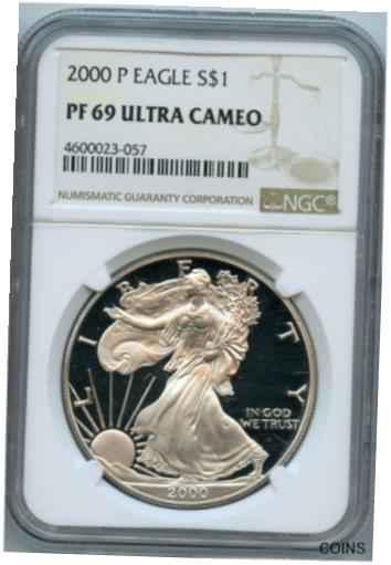 【極美品/品質保証書付】 アンティークコイン 銀貨 2000-P NGC PF69 Ultra Cameo American Silver Eagle S$1 [送料無料] #sot-wr-011093-4755