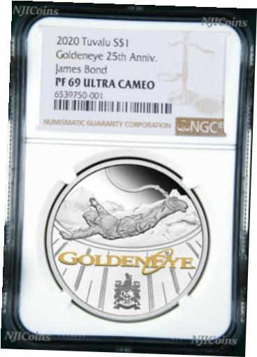 yɔi/iۏ؏tz AeB[NRC RC   [] 2020 James Bond 007 Goldeneye .9999 SILVER PROOF $1 1oz COIN NGC PF69 BR LB