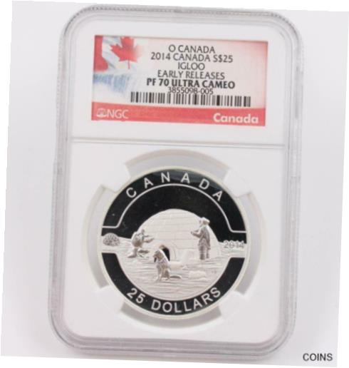 【極美品/品質保証書付】 アンティークコイン コイン 金貨 銀貨 [送料無料] 2014 OCanada $25 Inuit Igloo NGCPF70 UltraCameo 999 Silver 1oz Coin FirstRelease