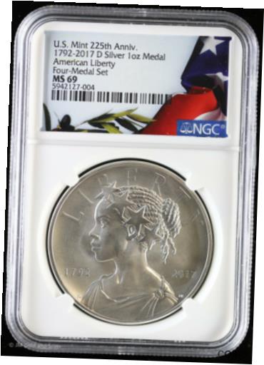 yɔi/iۏ؏tz AeB[NRC  1792 - 2017 D 225th Anniversary Silver Liberty Medal NGC MS 69 | UNC BU [] #sot-wr-011093-791