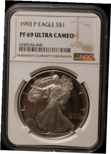 【極美品/品質保証書付】 アンティークコイン 銀貨 1993-P Silver Eagle NGC PF69 Ultra Cameo (042PID) [送料無料] #sot-wr-011093-8089