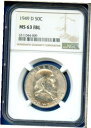 【極美品/品質保証書付】 アンティークコイン 硬貨 1949 D NGC MS63 FBL Franklin Half Dollar 50c US Mint Coin 1949-D MS-63 FBL [送料無料] #oct-wr-011093-8326