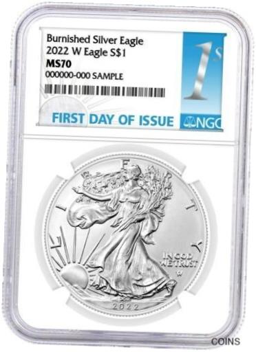 【極美品/品質保証書付】 アンティークコイン コイン 金貨 銀貨 [送料無料] 2022-W American Eagle One Ounce Silver Burnished NGC MS 70 1st Day, In Stock 1