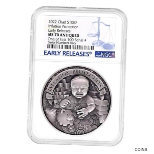  アンティークコイン コイン 金貨 銀貨  Sale Price - 2022 2 oz Silver Inflation Protection NGC MS 70 ER One of First 100