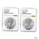 2021 リバース プルーフ アメリカン シルバー イーグル デザイナー 2 個セット NGC PF69 ブラウン ラベル2021 Reverse Proof American Silver Eagle Designer 2pc Set NGC PF69 Brown Label